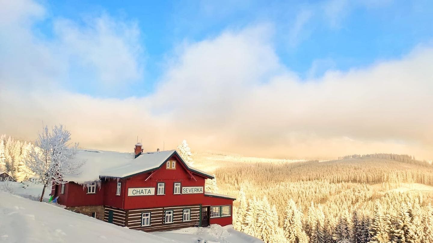 Mountain cottage Severka in Pec pod Sněžkou in winter