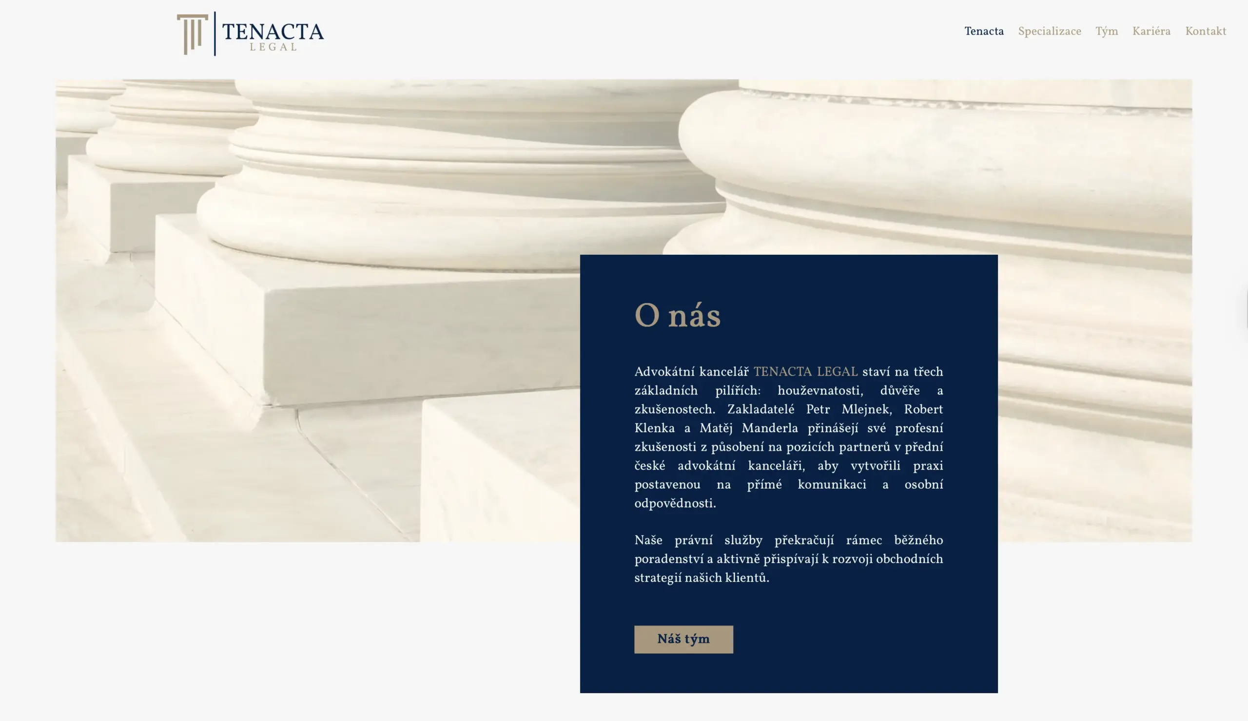 Tenacta Legal website hero screen