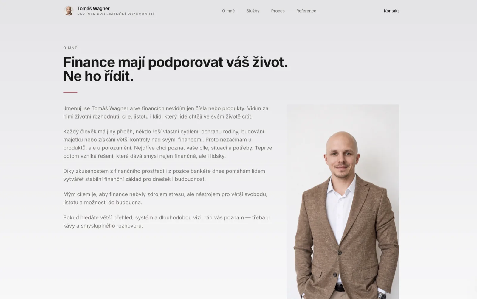 Tomáš Wagner personal website hero screen